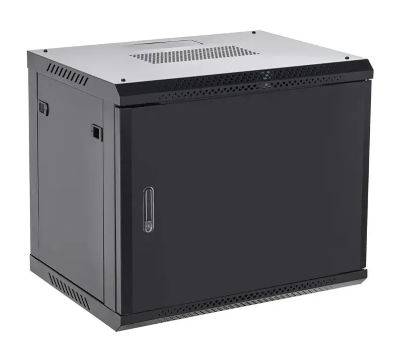 04-0966-122 - Настенный телекоммуникационный шкаф 19" 9U 600×600мм, дверь металл, с задней стенкой, разборный, черный (RAL 9005), Rexant