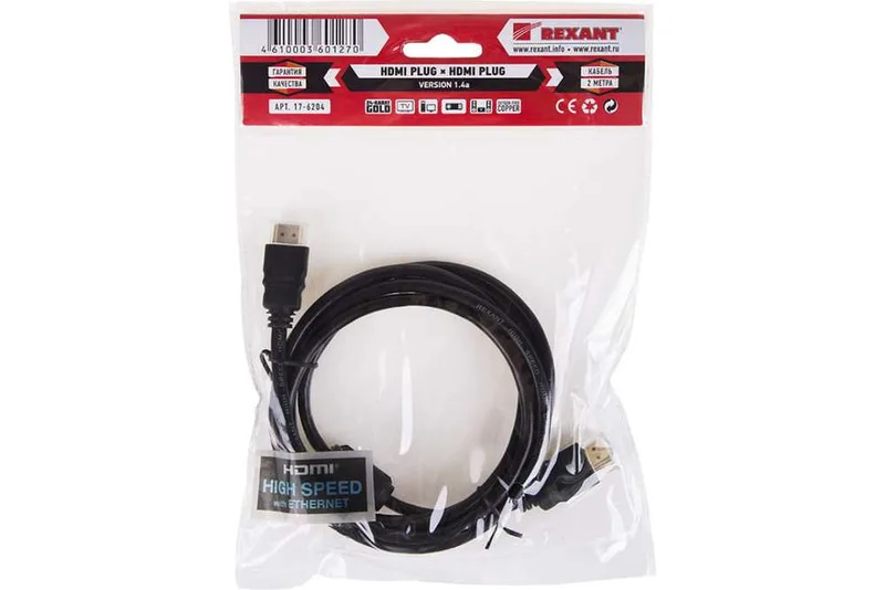 17-6204 Кабель HDMI - HDMI 1,4, 2м, Gold, 4К