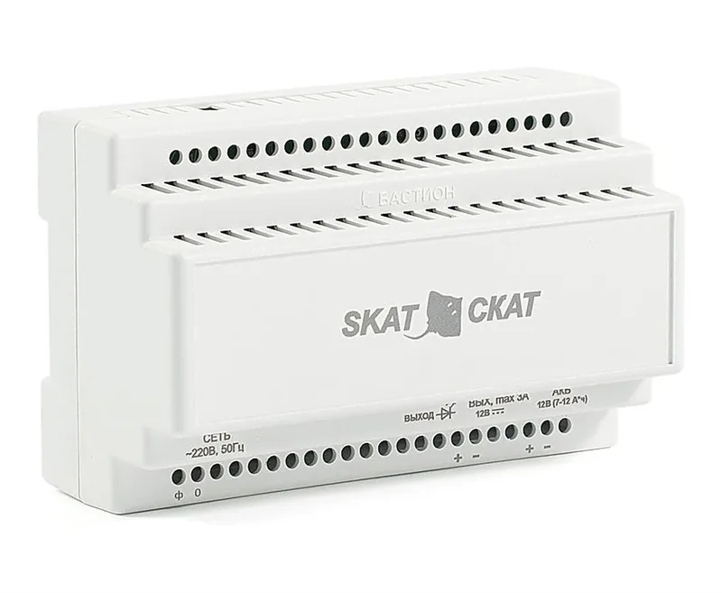 580 SKAT-12-3,0 DIN источник питания 12В 3А пластиковый корпус под DIN рейку 35 мм