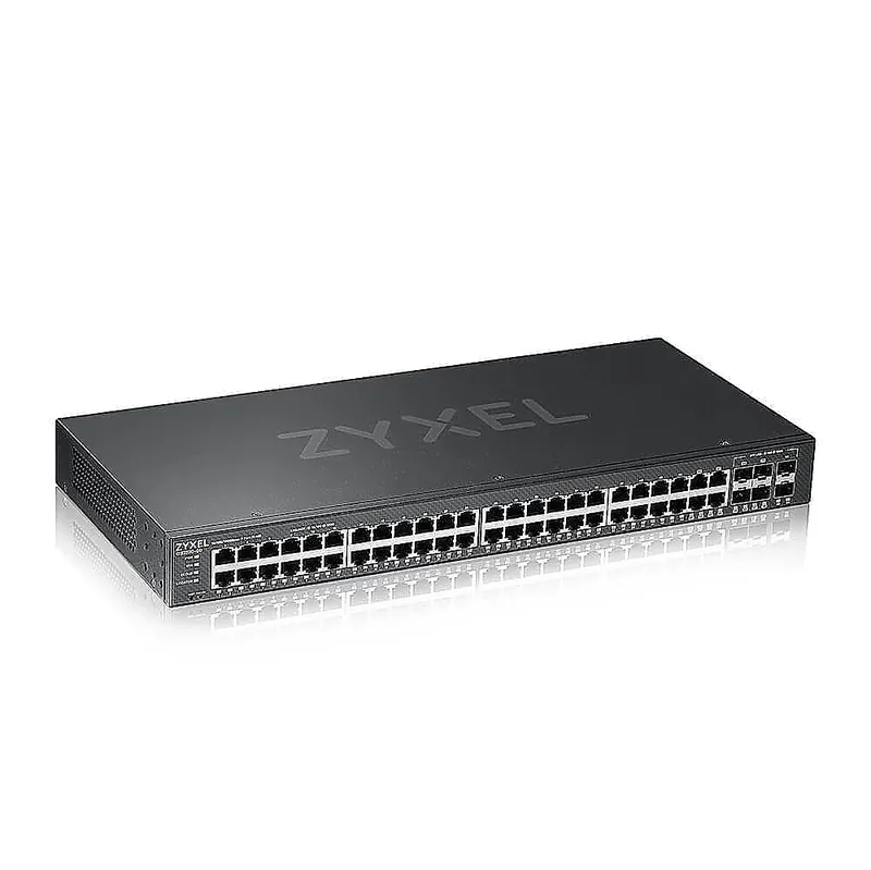 GS2220-50HP - Коммутатор ZYXEL, управляемый L2, PoE+, rack 19", 44xGE PoE+, 4xCombo (SFP/RJ-45 PoE+), 2xSFP, бюджет PoE 375 Вт, автономное/облачное управление
