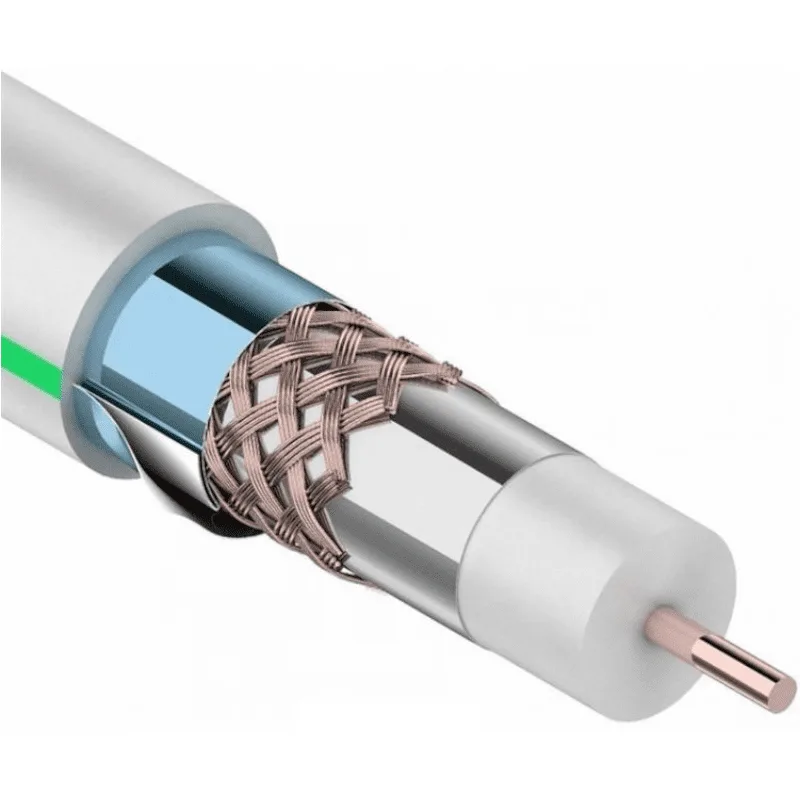 01-2241 - Кабель REXANT RG-6U+Cu (75 Ом), Cu/Al/Cu/Al (1,0/Al/64*0,12мм) 90% две фольги, (бухта 100м), белый