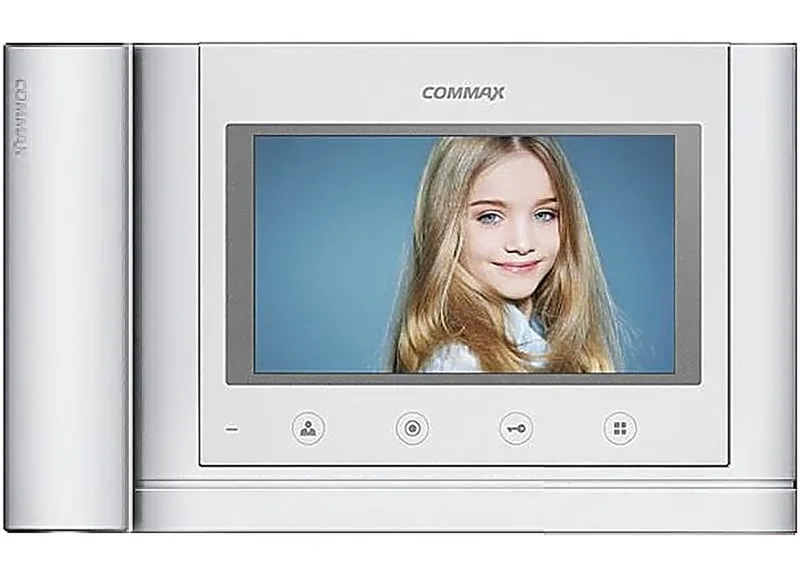 CDV-70MH Metalo White - 7.0", TFT LCD, PAL/NTSC, подключение 2х вызывных блоков и трубки DP-4VHP, вызов и связь "трубка-монитор",     накладное исполнение, AC 110-240В, цвет: белый