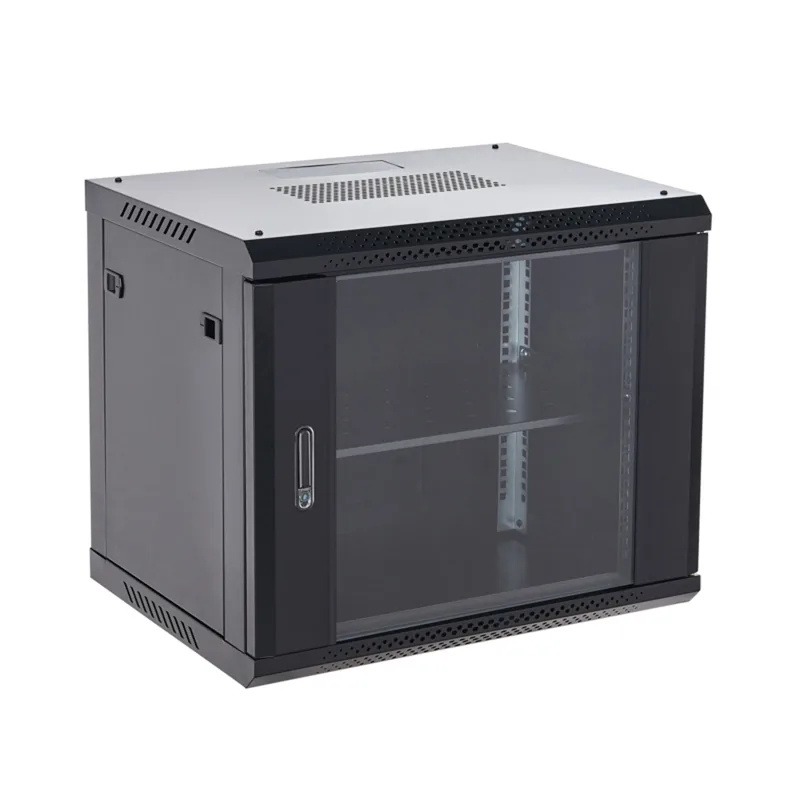 04-1266-112 - Настенный шкаф 19" 12U 600х600, дверь сплошное стекло, черный, RAL 9005 Rexant