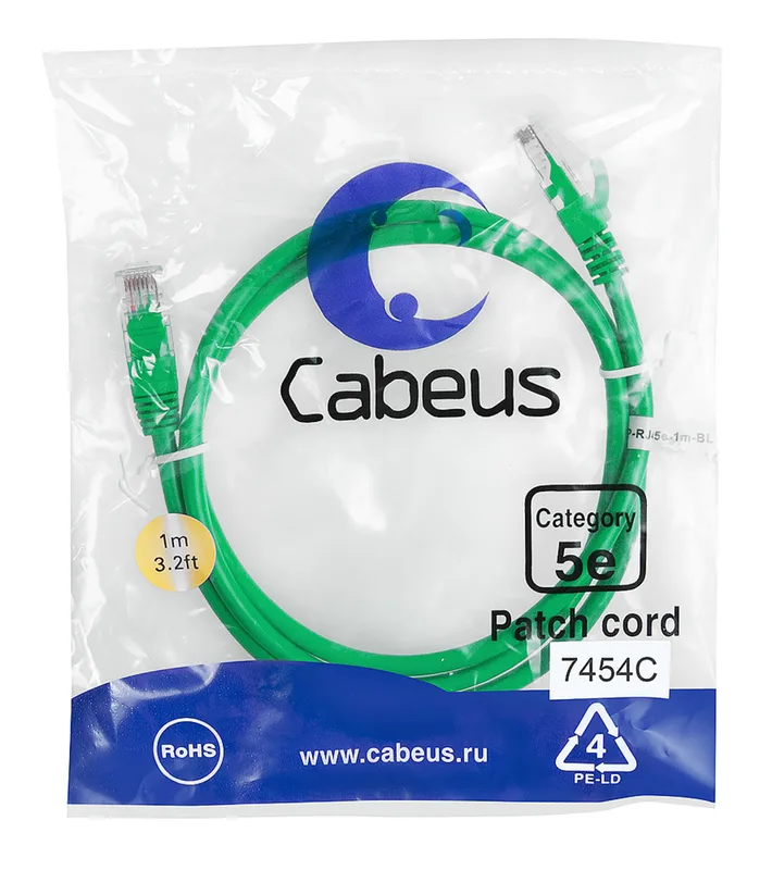 Cabeus PC-UTP-RJ45-Cat.5e-1m-GN