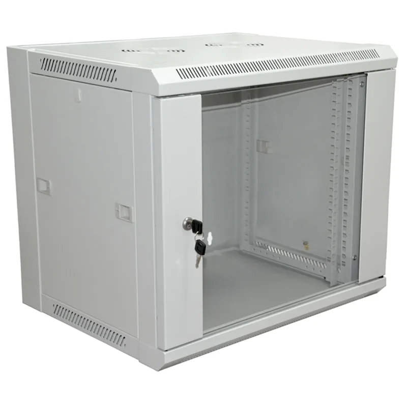 04-2200 - Шкаф настенный 19" 6U 600х450х370мм (ШxГxВ) - передняя дверь стекло, боковые стенки съемные (разобранный), RAL 7035, Rexant PRO