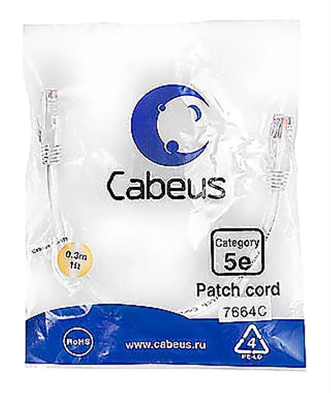 Cabeus PC-UTP-RJ45-Cat.5e-0.3m-WH-LSZH