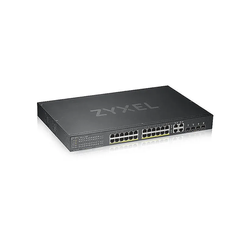 GS1920-24HPV2 - Коммутатор управляемый Zyxel, интеллектуальный High Power PoE Gigabit Ethernet с 24 разъемами RJ-45 и 4 SFP-слотами совмещенными с разъемами RJ-45