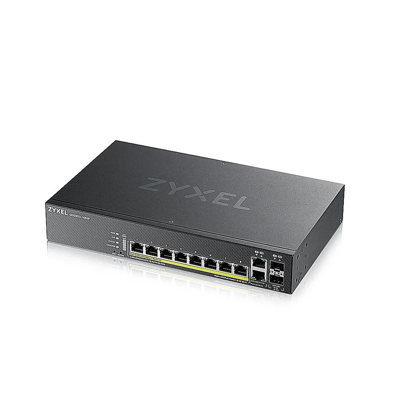 GS2220-10HP - Гибридный L2 коммутатор PoE+ Zyxel NebulaFlex Pro GS2220-10HP, rack 19", 8xGE PoE+, 2xCombo (SFP/RJ-45), бюджет PoE 180 Вт, автономное/облачное управление