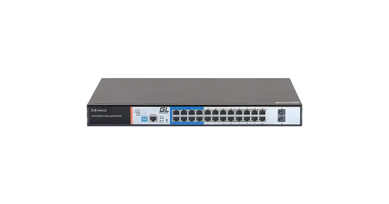 GL-SW-G205-24P - Коммутатор GIGALINK, WEB Smart управляемый, 24 PoE (802.3af/at) портов 10/100/1000Мбит/с 8 до 250 метров cat.6, 2*SFP 1000Мбит/с, 400Вт APO&R