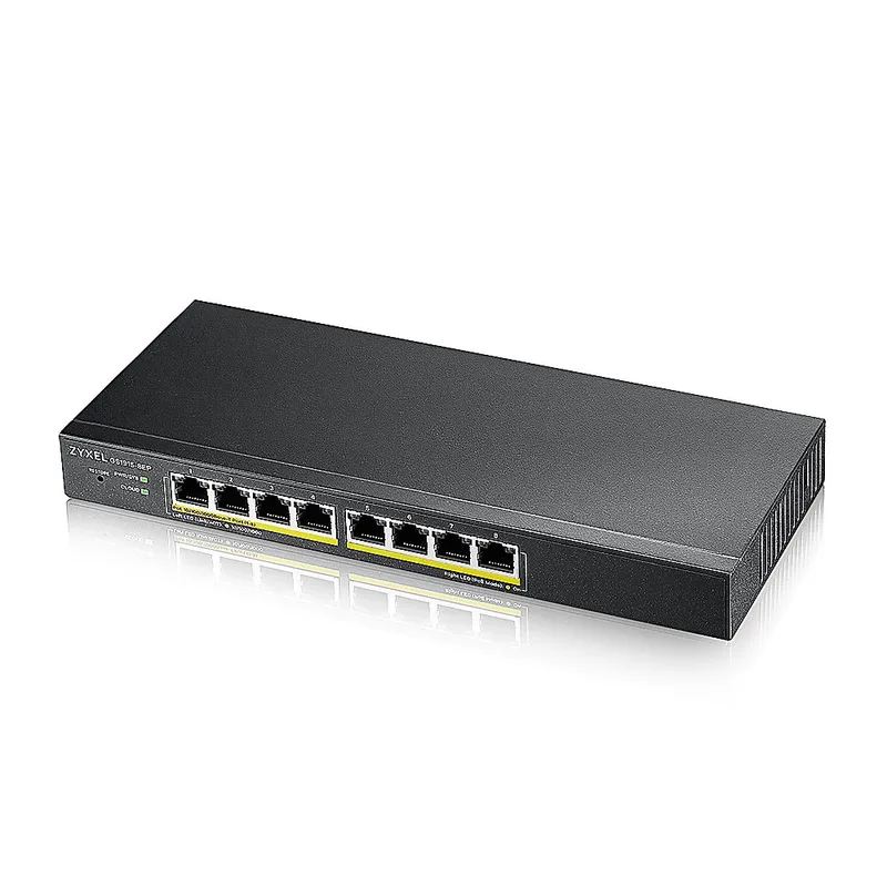 GS1915-8EP - Гибридный Smart L2 коммутатор PoE+ Zyxel NebulaFlex GS1915-8EP, 8xGE PoE+, бесшумный (без вентилятора), бюджет PoE 60 Вт, автономное/облачное управление