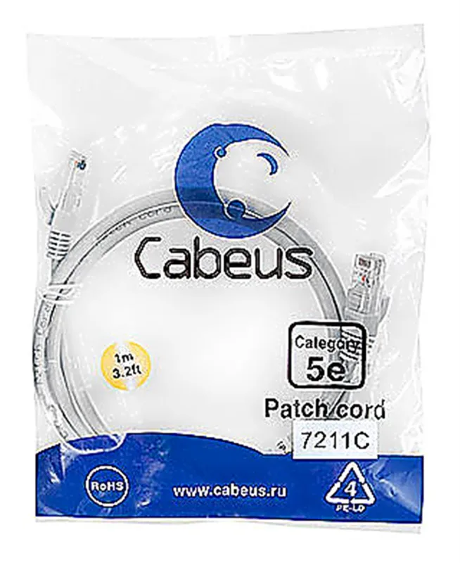 Cabeus PC-UTP-RJ45-Cat.5e-1m