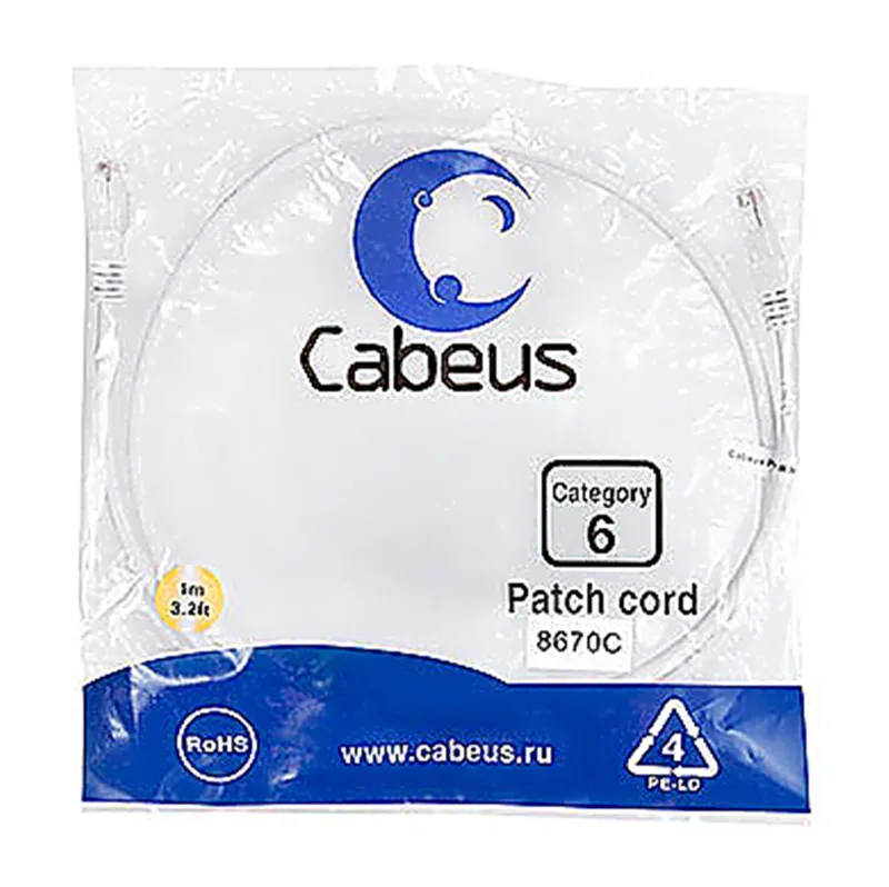 Cabeus PC-UTP-RJ45-Cat.6-1m