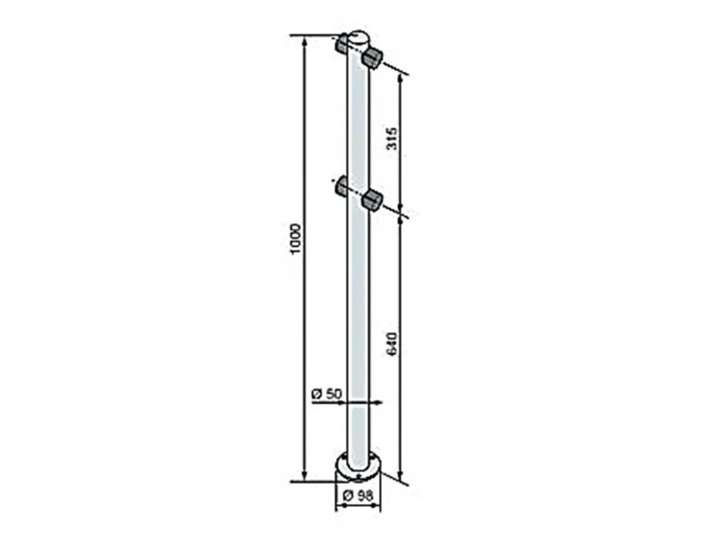PERCo-BH02 2-01 - Двухсторонняя стойка с 4-мя отверстиями для крепления патрубков (угол между парами отверстий 180град.)