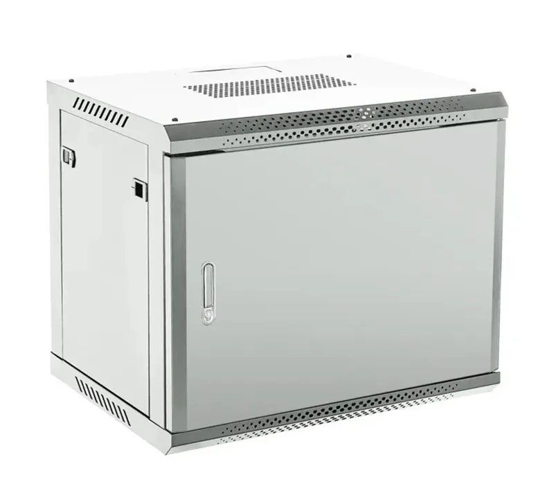 04-0964-121 - Настенный телекоммуникационный шкаф 19" 9U 600×450мм, дверь металл, с задней стенкой, разборный, серый (RAL 7035), Rexant