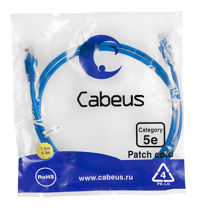 Cabeus PC-UTP-RJ45-CAT.5E-1.5M-BL