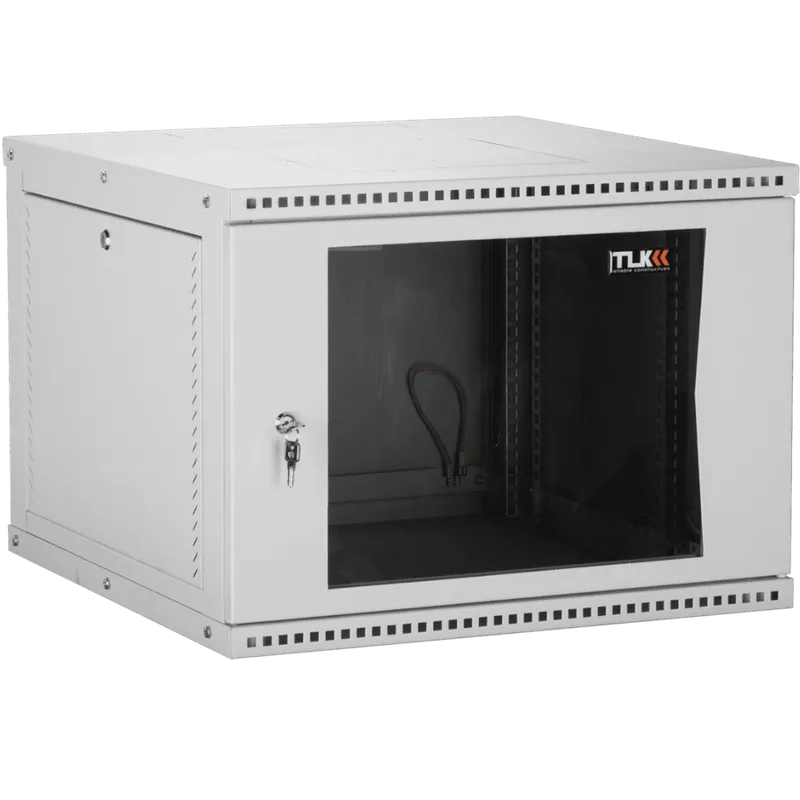TWI-066035-R-G-GY - Настенный разборный шкаф TLK 19", 6U, стеклянная дверь, Ш600хВ303хГ350мм, 1 пара монтажных направляющих, серый