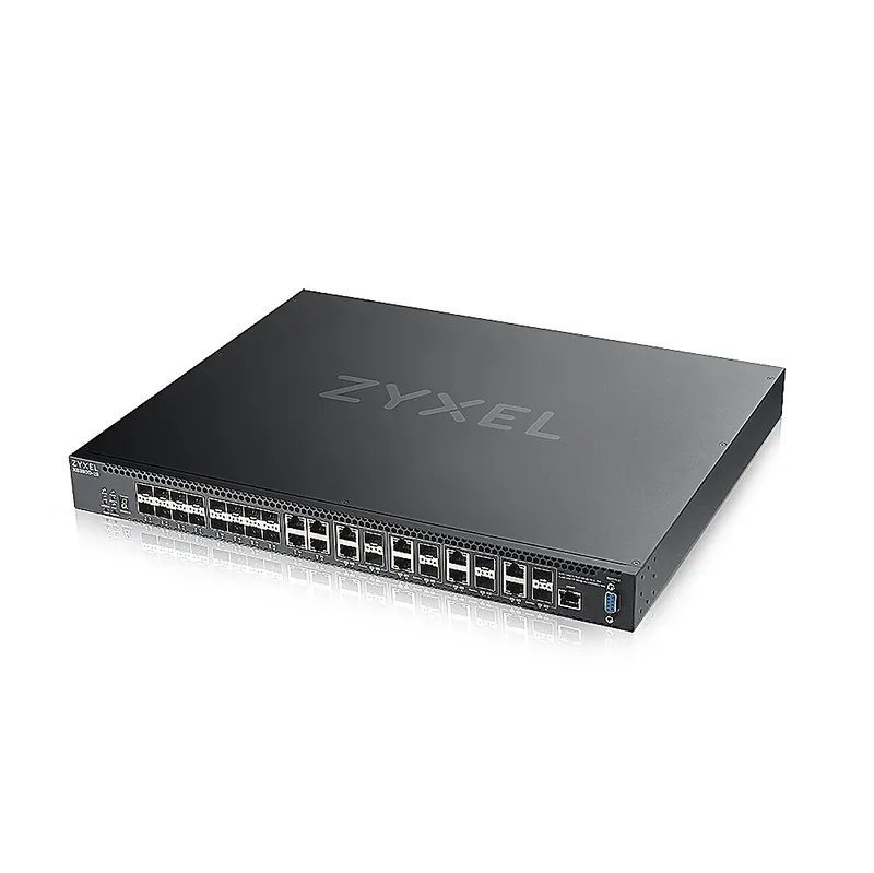 XS3800-28 - Гибридный мультигигабитный L3 Core коммутатор Zyxel NebulaFlex Pro XS3800-28, rack 19", 4xRJ-45: 1/2,5/5/10G, 8xCombo (SFP: 1/10G, RJ-45: 1/2,5/5/10G), 16xSFP+, стекируемый (до 4), 2 блока питания в комплекте