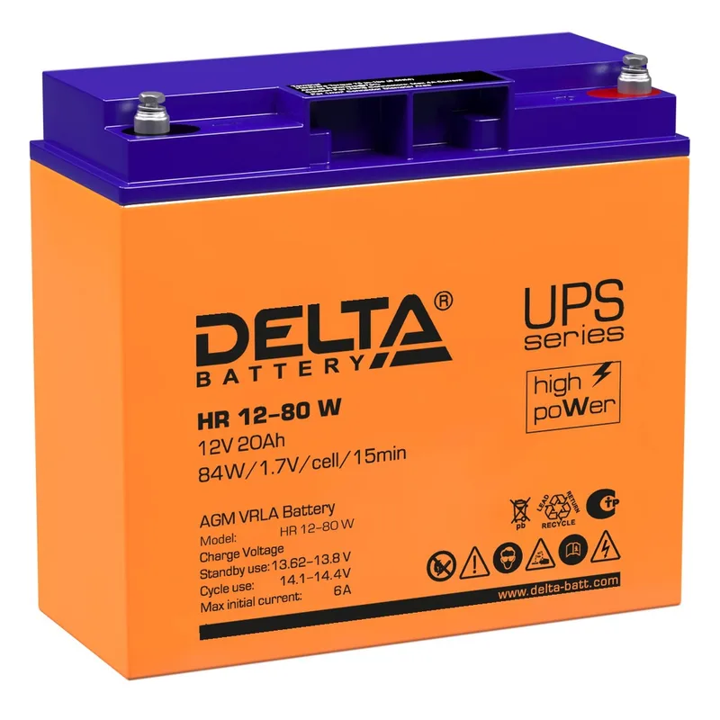 Аккумуляторная батарея Delta HR 12-80W (12V / 20Ah)