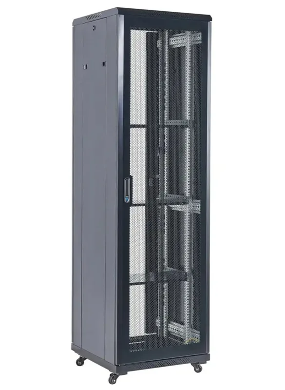 04-4268-232 - Шкаф телекоммуникационный напольный 19" 42U 600×800х2055мм, дверь перфорация, перфорированная задняя дверь, разборный, черный (RAL 9005), Rexant