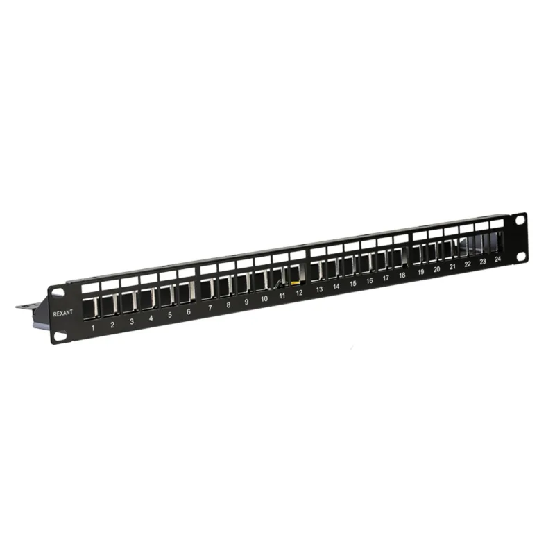 02-0054 - Патч-панель наборная, 19", 1U, под 24 модуля Keystone, STP, черная, Rexant