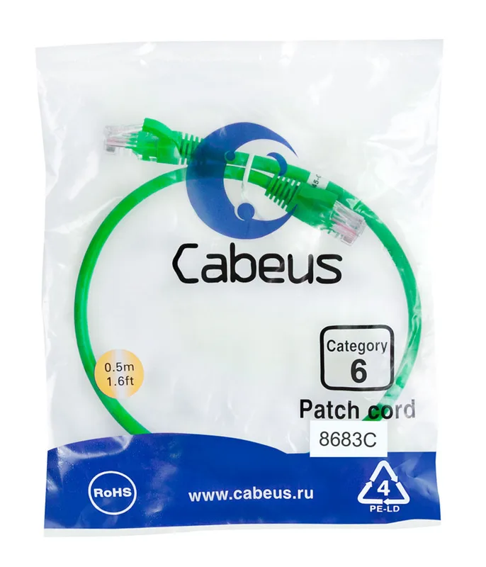 Cabeus PC-UTP-RJ45-Cat.6-0.5m-GN
