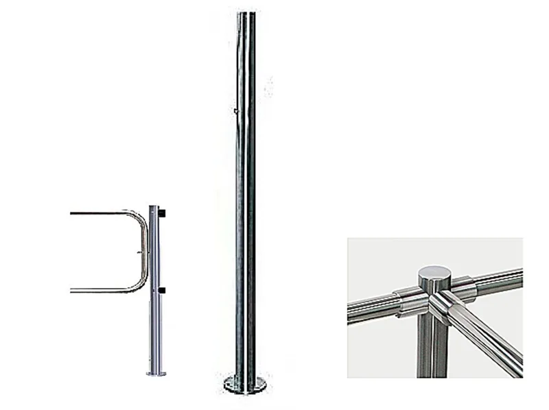 PERCo-BH02 2-16 - Трехсторонняя стойка с отверстием под стопорный механизм поворотной секции и с 6-ю отверстиями для крепления патрубков