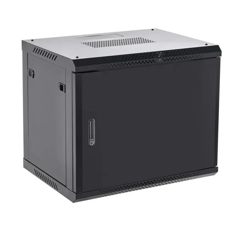 04-1266-122 - Настенный телекоммуникационный шкаф 19" 12U 600×600мм, дверь металл, с задней стенкой, разборный, черный (RAL 9005), Rexant