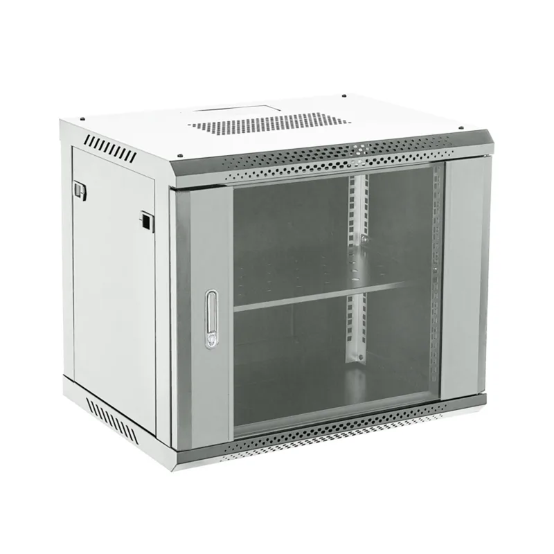 04-0666-111 - Настенный шкаф 19" 6U 600х600, дверь сплошное стекло, серый, RAL 7035 Rexant